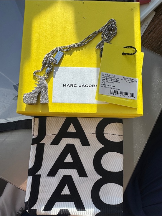 Marc Jacobs Other - Marc Jacobs Silver Crystal Platform Charm neakless with Logo Pouch